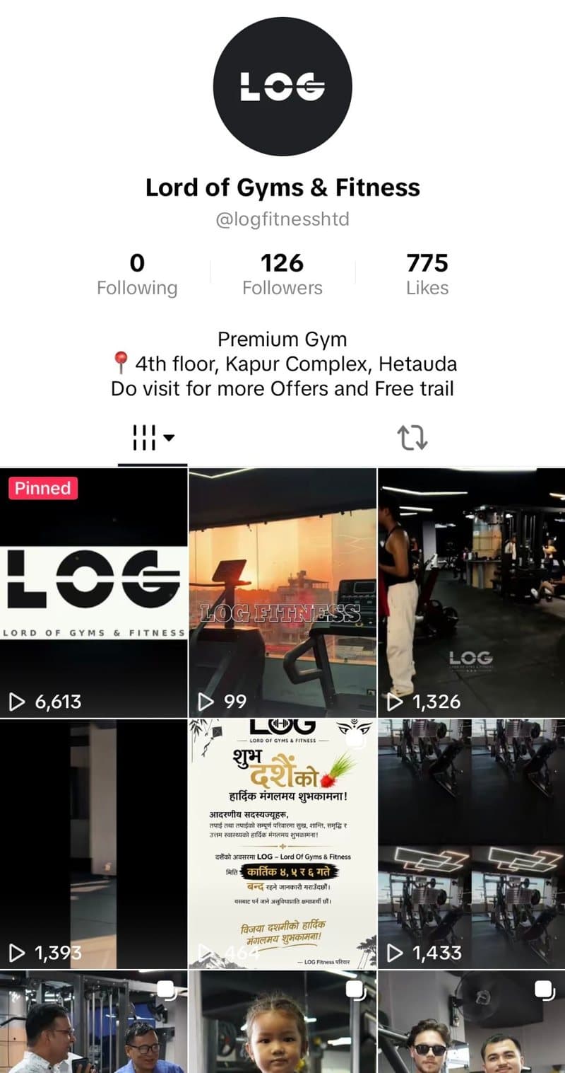 The LOG TikTok profile: gym floor videos